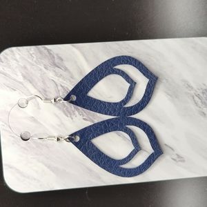 Blue faux leather earrings